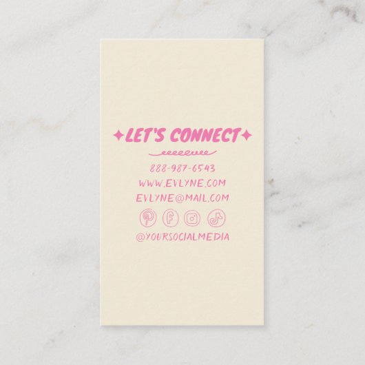 Kleurrijke Roze Groene Retro Hand getrokken Bloeme Visitekaartje (Achterkant)