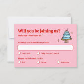 Kleurrijke roze hand getekend funky geschreven bru RSVP kaartje (Voorkant)