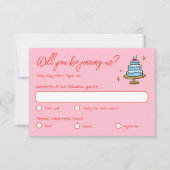 Kleurrijke roze hand getekend funky geschreven bru RSVP kaartje (Voorkant)