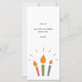 Kleurrijke Roze Happy Birthday Candles Platte Kaar (Achterkant)