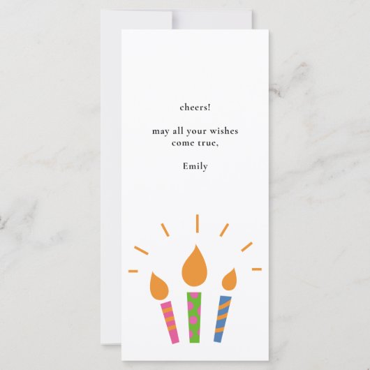 Kleurrijke Roze Happy Birthday Candles Platte Kaar (Achterkant)