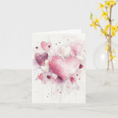 Kleurrijke roze Harten Valentijns's Groet Kaart (Gele Bloem)