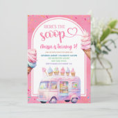 Kleurrijke roze ijswagen Hier is de scoop Kaart (Staand voorkant)