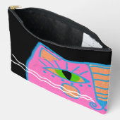 Kleurrijke Roze Kat Abstracte Kunst Etui (Open)