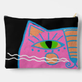 Kleurrijke Roze Kat Abstracte Kunst Etui (Achterkant)