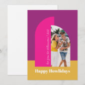 Kleurrijke Roze Kerst Familie Foto Boog Feestdagenkaart (Voorkant / Achterkant)