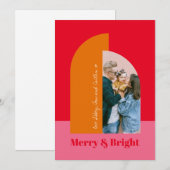 Kleurrijke Roze Kerst Familie Foto Met Vrolijke Sf Feestdagenkaart (Voorkant / Achterkant)