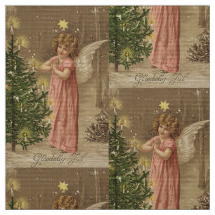 Kleurrijke roze kerstengeltextiel stof