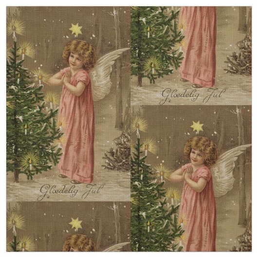 Kleurrijke  roze kerstengeltextiel stof (Swatch)