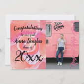 Kleurrijke Roze Koraal Bloemen Afstuderen Aankondi Kaart (Voorkant)