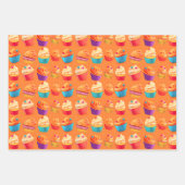 Kleurrijke roze, Oranje en gele verjaardagscupcake Inpakpapier Vel (Voorkant)