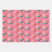 Kleurrijke roze, Oranje en gele verjaardagscupcake Inpakpapier Vel (Voorkant 3)