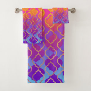 Kleurrijke Roze Oranje Goud Kleur Bad Handdoek