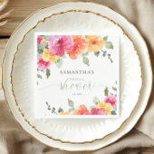 Kleurrijke roze oranje pioenrozen lente bruidsdouc servet