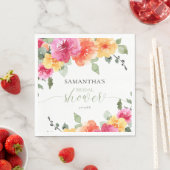 Kleurrijke roze oranje pioenrozen lente bruidsdouc servet (Insitu)