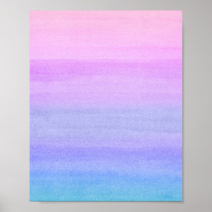 Kleurrijke Roze Paarse Blauw Abstracte Waterverf A Poster