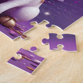 Kleurrijke roze paarse eenhoorn gepersonaliseerd legpuzzel (Zijkant)