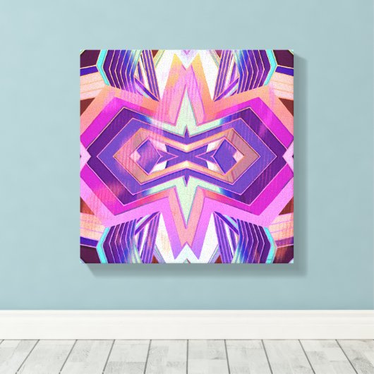 Kleurrijke Roze Paarse Geometrische Vibes Canvas Afdruk (Insitu (Houten vloer))