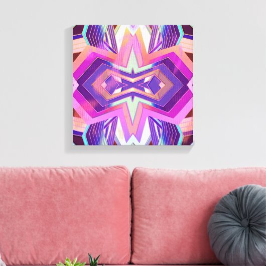 Kleurrijke Roze Paarse Geometrische Vibes Canvas Afdruk (Insitu (Woonkamer))