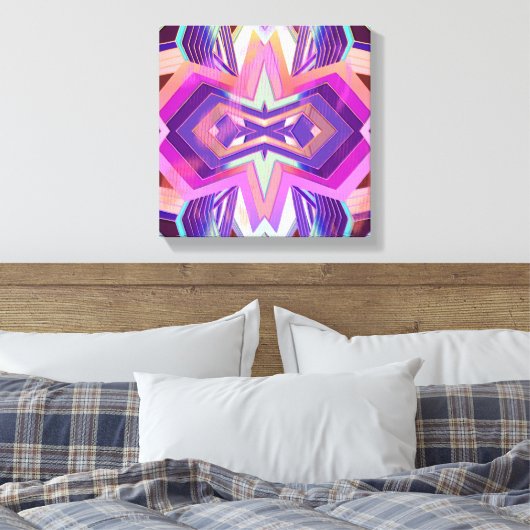 Kleurrijke Roze Paarse  Geometrische Vibes Canvas Afdruk (Insitu (Slaapkamer))