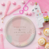 Kleurrijke roze pastel Abstracte kunst Papieren Bordje (Feest)