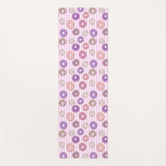 Kleurrijke roze pastel donut illustratie yogamat (Voorkant)