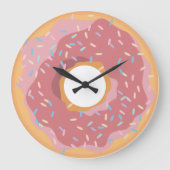 Kleurrijke Roze Pastel Donuts & Sprinkles Patroon Grote Klok (Voorkant)