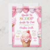 Kleurrijke Roze Pastel Ice Cream Twins Baby shower Kaart (Voorkant)