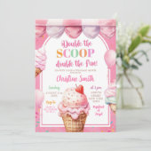 Kleurrijke Roze Pastel Ice Cream Twins Baby shower Kaart (Staand voorkant)
