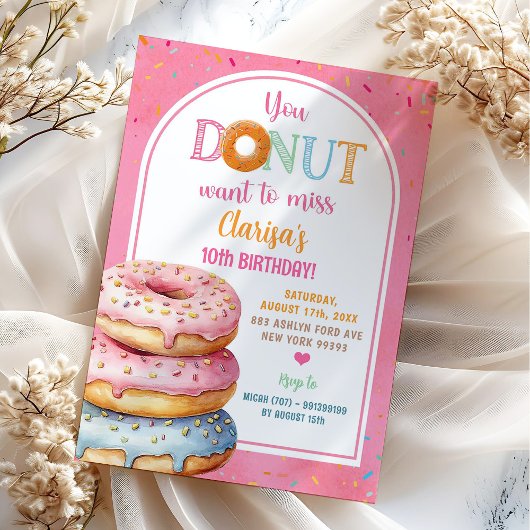 Kleurrijke Roze Pastelkleurige Donuts Verjaardag Kaart
