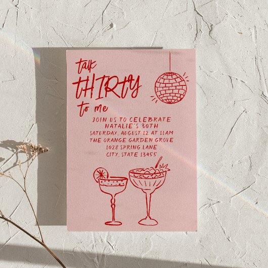 Kleurrijke Roze Praten Dertig Getrokken 30ste Verj Kaart