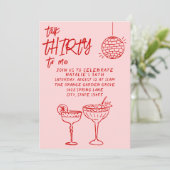 Kleurrijke Roze Praten Dertig Getrokken 30ste Verj Kaart (Staand voorkant)