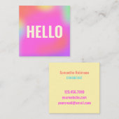 Kleurrijke roze regenboog Hallo gloed vette letter Vierkante Visitekaartje (Voorkant / Achterkant)