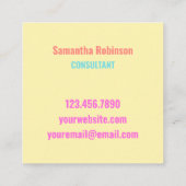 Kleurrijke roze regenboog Hallo gloed vette letter Vierkante Visitekaartje (Achterkant)