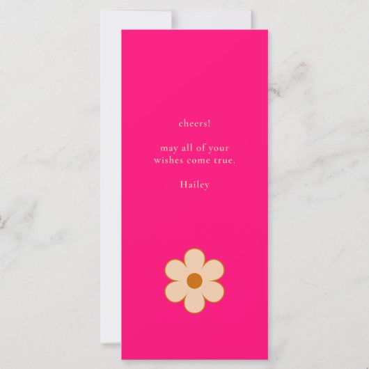 Kleurrijke Roze Retro Floral Happy Birthday Kaart (Achterkant)