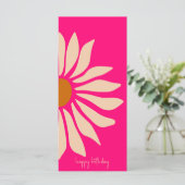 Kleurrijke Roze Retro Floral Happy Birthday Kaart (Staand voorkant)