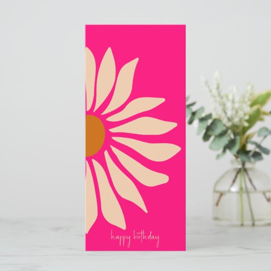 Kleurrijke Roze Retro Floral Happy Birthday Kaart (Staand voorkant)