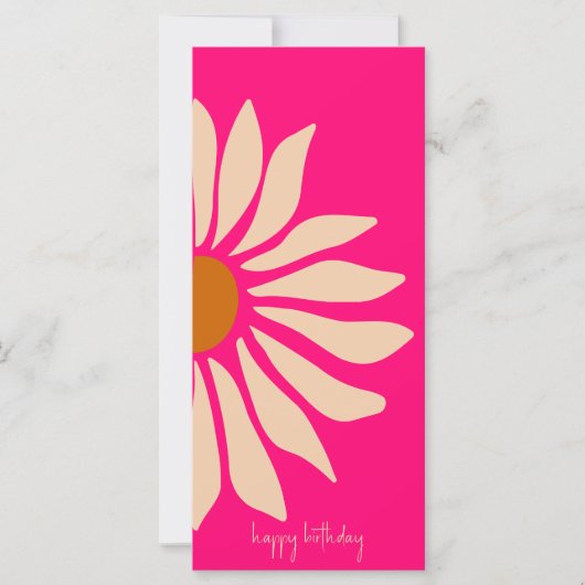 Kleurrijke Roze Retro Floral Happy Birthday Kaart (Voorkant)