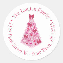 Kleurrijke roze rode kerstboom retour adres