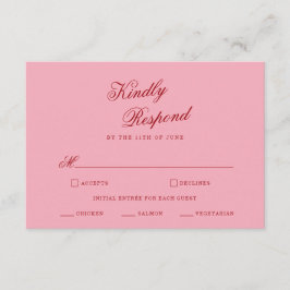 Kleurrijke Roze Rode Minimalistische Script Trouw  Informatiekaartje