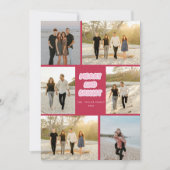 Kleurrijke Roze Rode Plaid Vrolijk en Heldere Kers Feestdagenkaart (Voorkant)