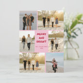 Kleurrijke Roze Rode Plaid Vrolijk en Heldere Kers Feestdagenkaart (Staand voorkant)