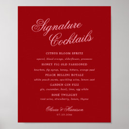 Kleurrijke Roze Rode Script Handtekening Drankmenu Poster