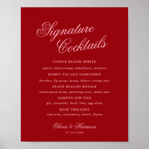 Kleurrijke Roze Rode Script Handtekening Drankmenu Poster