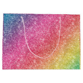 Kleurrijke Roze Rood Gele Regenboog Glitter Sparkl Groot Cadeauzakje (Achterkant)
