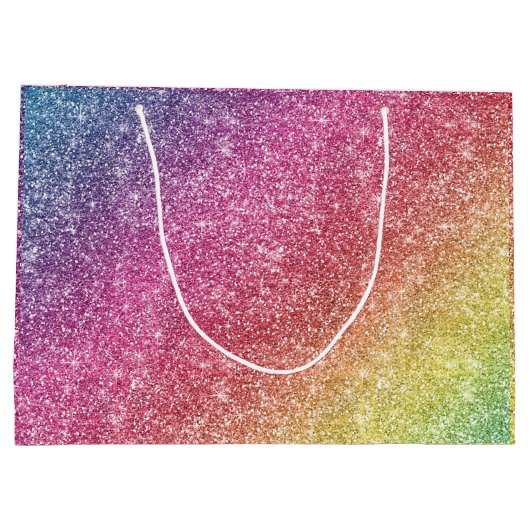 Kleurrijke Roze Rood Gele Regenboog Glitter Sparkl Groot Cadeauzakje (Achterkant)