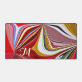 Kleurrijke Roze Rood Goud Monogram Liquify Abstrac Bureaumat (Voorkant)