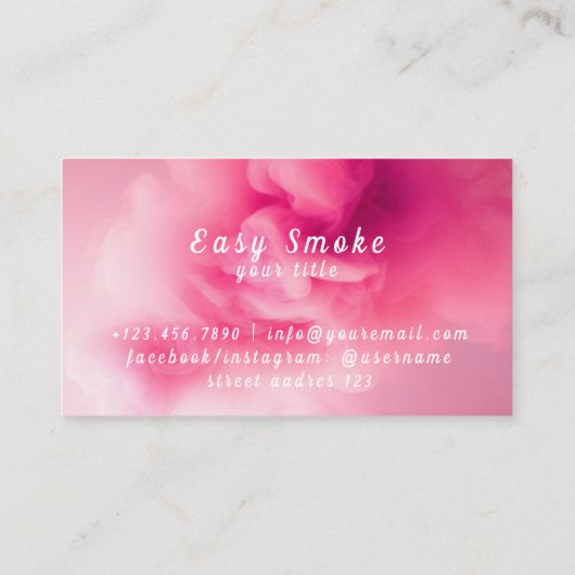 Kleurrijke Roze Rook Vape Shop Visitekaartje (Achterkant)