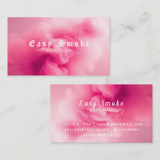 Kleurrijke Roze Rook Vape Shop Visitekaartje (Voorkant / Achterkant)
