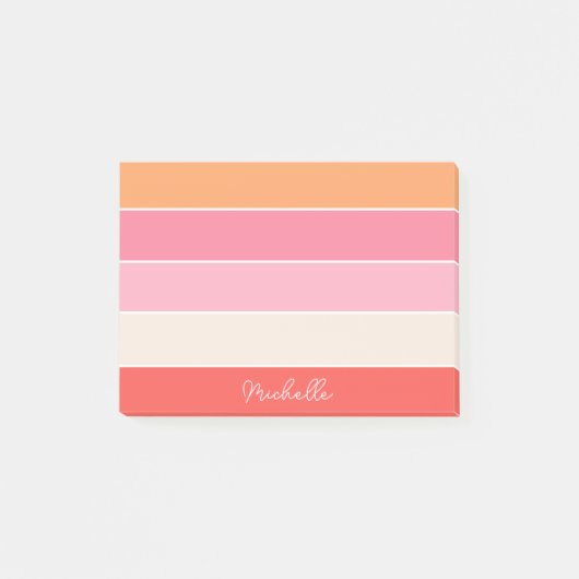 Kleurrijke Roze Sinaasappel Gepersonaliseerde Kleu Post-it® Notes (Voorkant)